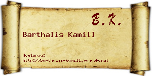 Barthalis Kamill névjegykártya